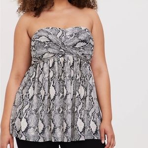 Snake Skin Print Baby Doll Tunic Strapless Tube Plus Size
